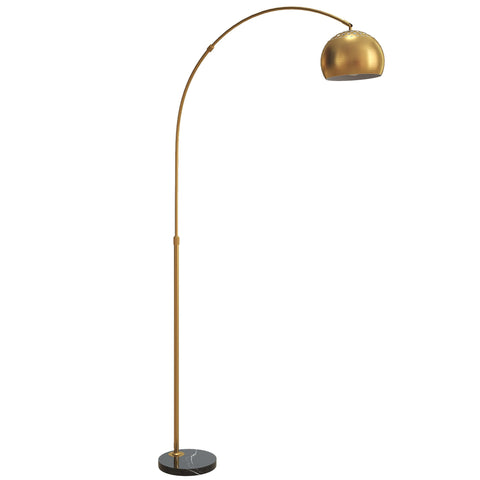 Rootz Floor Lamp - Arc Standing Light - Modern Arched Lamp - Elegant Design, Stable Marble Base, Adjustable Head - 167cm Black+Gold
