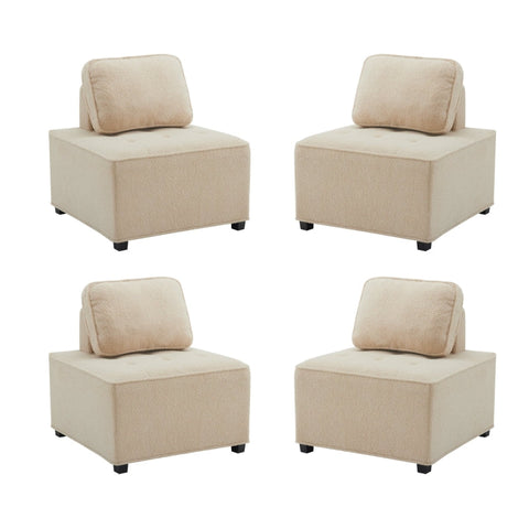 Rootz Modular Living Room Sofa - Sectional Couch - Convertible Seating - Soft Teddy Velvet - 76L x 73W x 76H cm