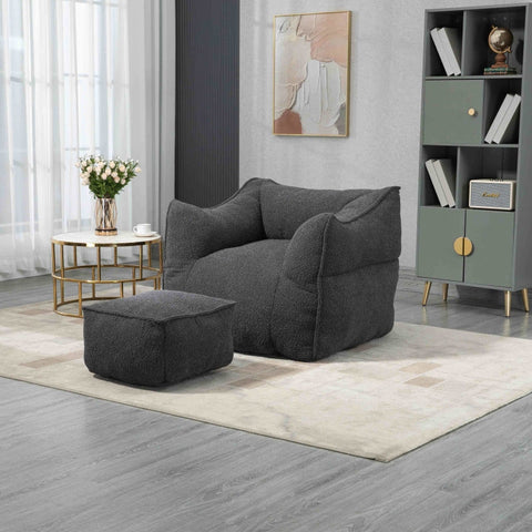 Rootz Bouclé Bean Bag - Memory Foam Chair - Lounge Armchair - Ultimate Comfort - 91x83x66cm