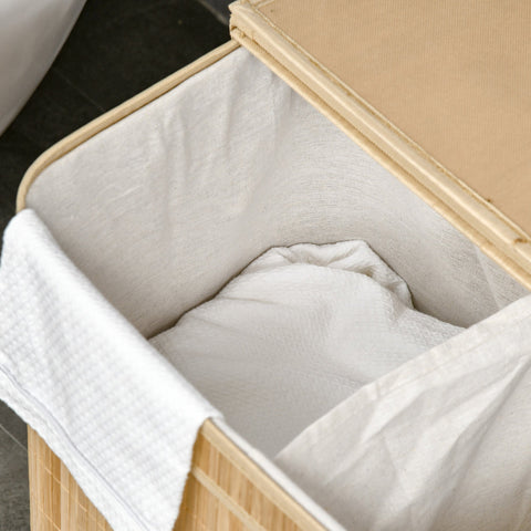 Rootz Bamboo Laundry Basket - Hamper - Clothes Bin - 90L Capacity - Portable - 54.2 x 35.2 x 59.5 cm