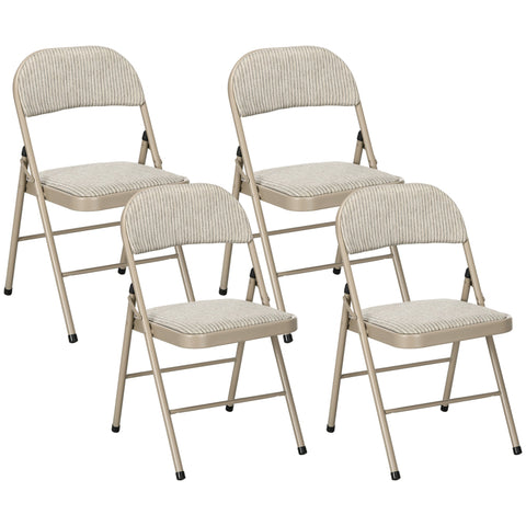 Rootz 4 Piece Set Foldable Dining Chairs - Portable Chairs - Steel Frame Seats - Comfort & Style - 45cm x 46cm x 78cm - Beige