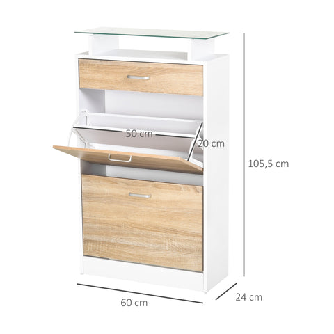 Rootz Shoe Cabinet Shoe Rack - Storage Unit - Footwear Organizer - Ergonomic Design - 60W x 24D x 105.5H cm