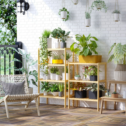 Rootz Bamboo Bathroom Shelf - Standing Rack - Organizing Shelf - Natural Bamboo - 62cm x 33cm x 80cm - 3 Shelves - Minimalist Design