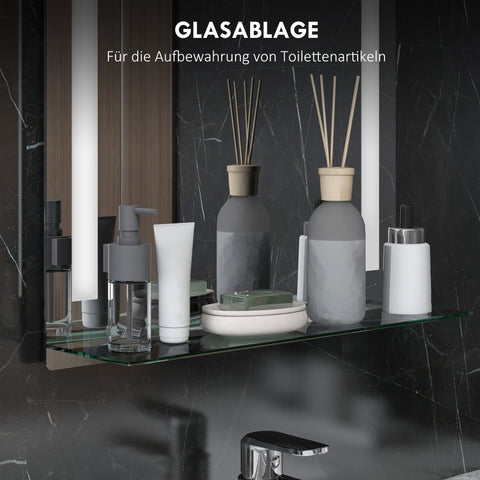 Rootz Bathroom Mirror with LED Lighting - Illuminated Wall Mirror - LED Vanity Mirror - Touch Switch - 50L x 12W x 70H cm