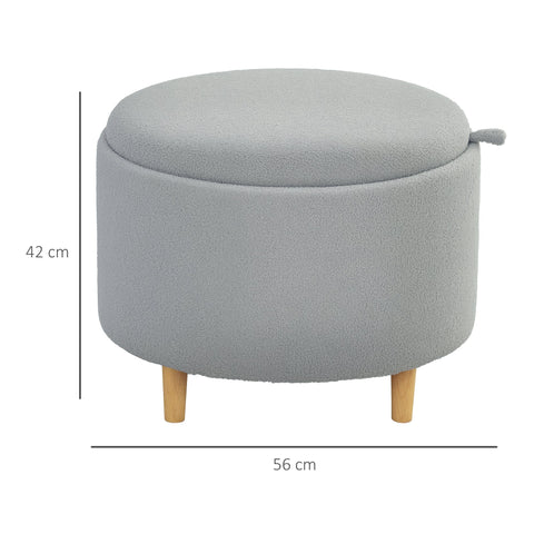 Rootz Upholstered Grey Stool - Footrest - Coffee Table - Hidden Storage - 56cm x 56cm x 42cm
