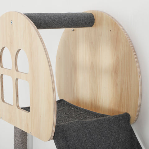 Rootz 7-Part Cat Climbing Wall Set - Cat Wall Stairs - Cat Scratch Tree - Space-Saving Design - 171cm x 36.5cm x 43cm - Grey and Brown