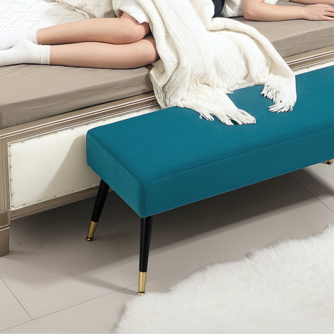 Rootz Padded Velvet Bench - Upholstered Seating - Elegant Bank - Optimal Comfort - 109.5cm x 39.5cm x 45.5cm