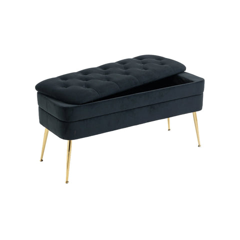 Rootz Velvet Pouf Bench - Ottoman - Storage Bench - Adds Comfort & Style - 104cm x 40cm x 51cm