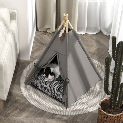 Rootz Tipi Tent for Pets - Animal Beds - Cat Tent - Cozy Retreat - 60cm x 60cm x 76cm