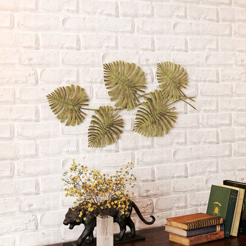 Rootz Metal Wall Decor Set - Metal Art - Leaf Wall Hanging - Artistic Flair - 39h cm x 2.5T cm