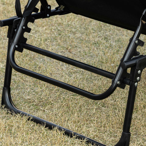 Rootz Chaise Longue Sun Lounger - Deck Chair - Folding Lounger with 5-Position Adjustable Backrest - Steel Frame - 185 x 58 x 30 cm - Black