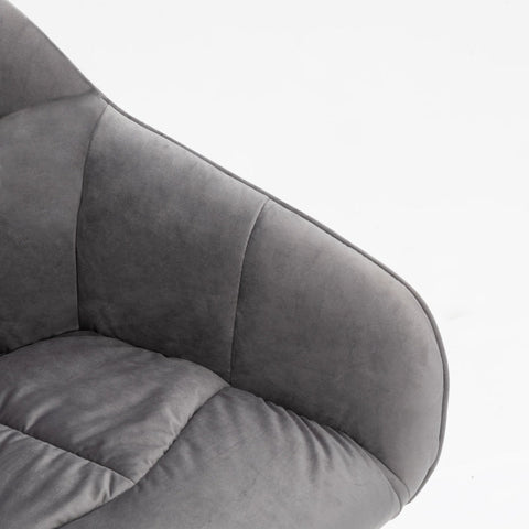 Rootz Gray Velvet Swivel Chair - Height Adjustable Chair - Rotatable Office Chair - Maximum Comfort - 44L x 55W x 91H cm