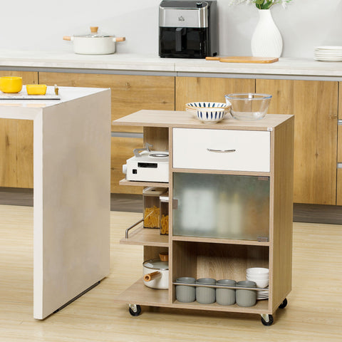 Rootz Kitchen Island Serving Cart - Trolley - Rolling Cart - Maximizes Space - 65 x 39 x 80 cm - Brown Finish