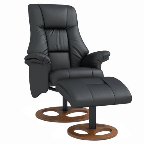 Rootz Relax Chair with Ottoman - Lounge Chair - Recliner Chair - Ultimate Comfort - Adjustable Backrest - Durable Faux Leather - 77cm x 89cm x 110cm