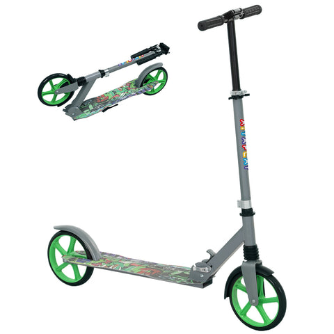 Rootz Adjustable Green Scooter - Kick Scooter - Folding Scooter - Rear Brake - 100kg Capacity - 94x38x88-103cm