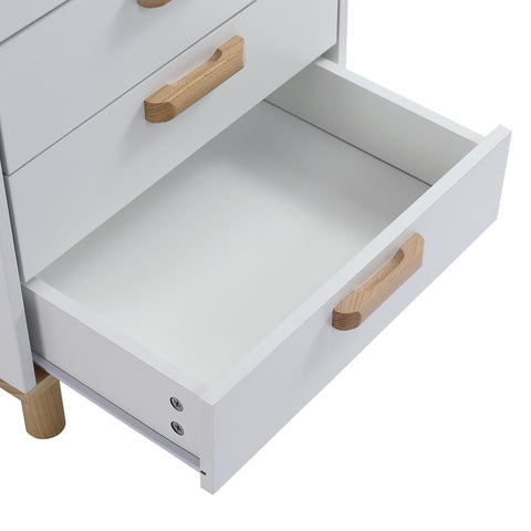 Rootz Chest of Drawers - Dresser - Storage Cabinet - Minimalist Design, Durable Build, 50x40x68.5cm - White & Natural Finish