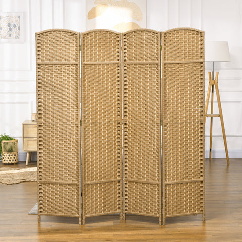 Rootz Foldable Room Divider - Interior Screen - Wooden Partition - Privacy & Stability - 4 Panels - 160 x 170 cm