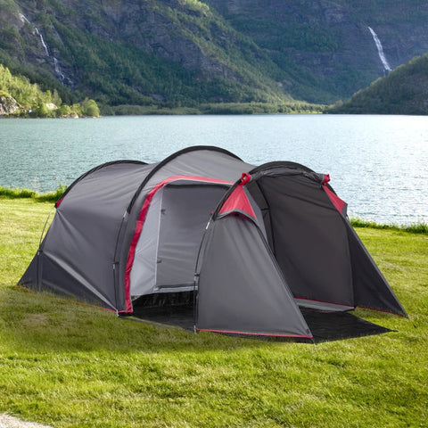Rootz Camping Tent - Pop Up Tent - 2-3 People - Vestibule - Sleeping Area - Waterproof - Carrying Bag - Polyester-fiberglass - Dark Gray - 426L x 206W x 154H cm