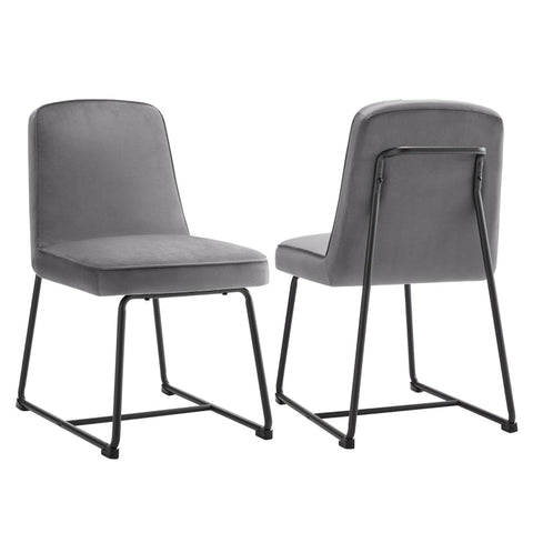 Rootz Velvet Dining Chairs - Elegant Seating - Padded Chairs - Exceptional Comfort - 46L x 45W x 81.5H cm - Modern Gray Design