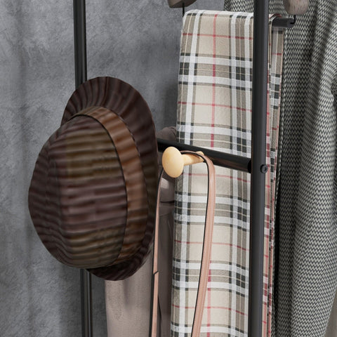 Rootz Clothes Rack - Coat Stand - Garment Rack - Steel Frame - Bamboo - 80.5cm x 40.5cm x 162.5cm - Organize Wardrobe - 2 Rails - Shoe Shelf