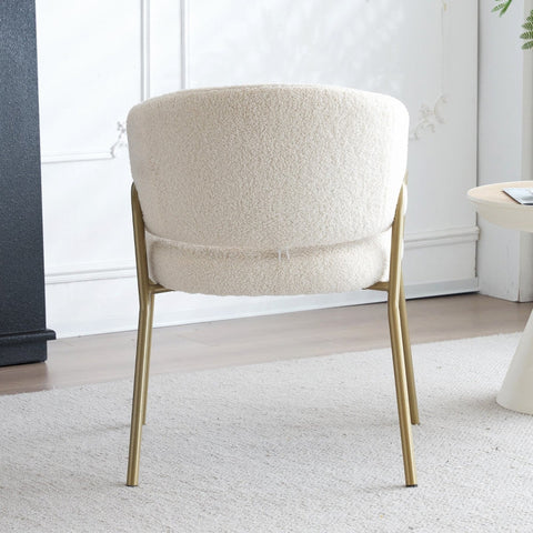 Rootz Modern Dining Chair - Lambskin Look - Luxury Seating - Exceptional Comfort - Gold-Plated Legs - 49L x 48W x 78H cm