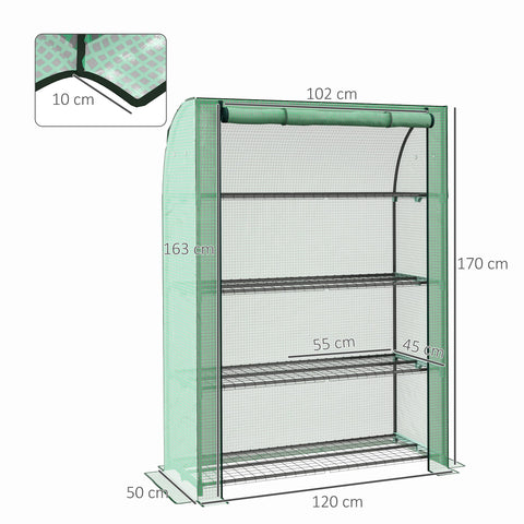 Rootz Mini-Greenhouse - Portable Greenhouse - Plant Shelter - UV Resistant - 120 x 50 x 170 cm