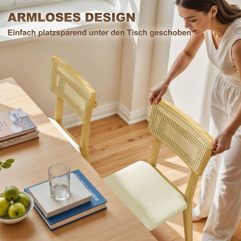 Rootz Dining Room Chair - Rattan Chair - Dining Seat - Stable Rubber Wood - 46.5b x 85h cm - Elegant Design and Comfort