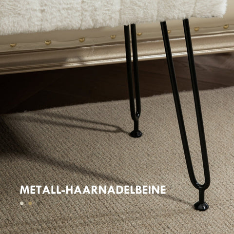 Rootz Faux Fur Padded Bench - Hallway Bench - Bed Bench - Elegant Design - 82cm x 30cm x 47cm