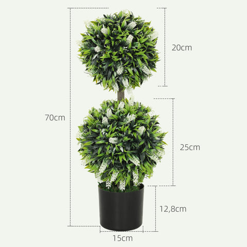 Rootz 2 Set Artificial Plants - Fake Lavender Trees - UV-Resistant Houseplant - Low Maintenance - 70cm x 15cm x 12.8cm