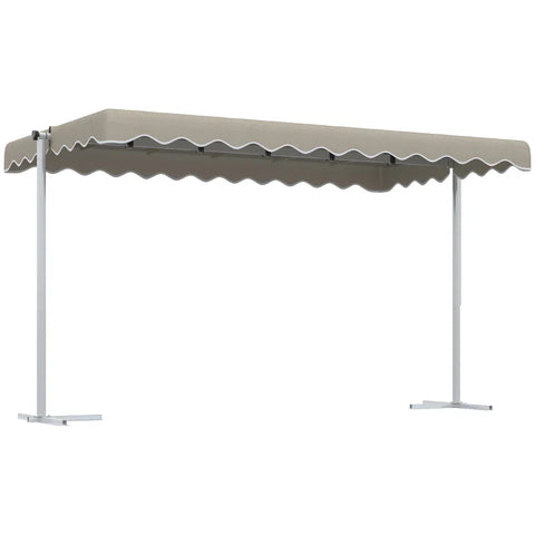Rootz Standing Awning - 360° Swivel System - Extendable - Drawstring - Khaki - 402.5 x 227 x 220 cm
