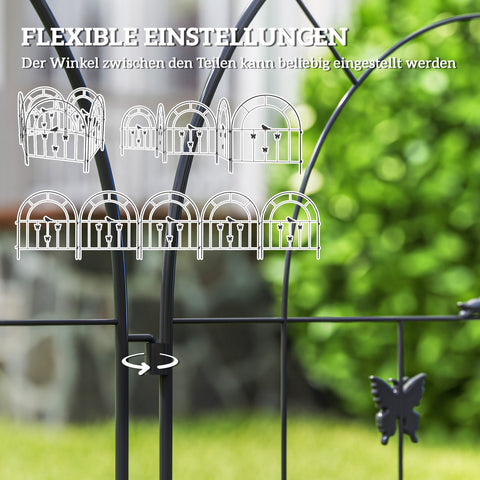 Rootz Garden Fence - Decorative Lattice - Steel Fence Set - Protects Flowers - 300cm x 70cm - Stylish Butterfly & Bird Design - Black