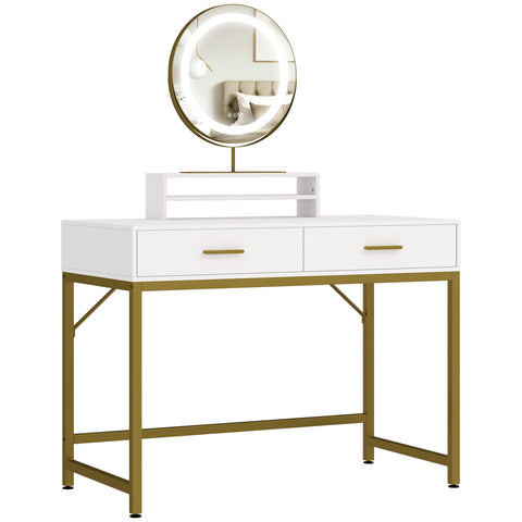 Rootz Cosmetic Table - Dressing Vanity - Makeup Desk - 360° Mirror LED - 100cm x 50cm x 137.5cm - Stylish & Versatile Design