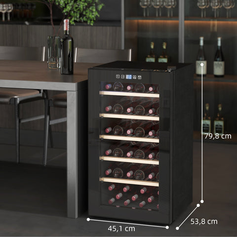 Rootz Wine Refrigerator - Beverage Fridge - Wine Cooler - LED Display - 45.1x53.8x79.8cm - 41 Bottle Capacity