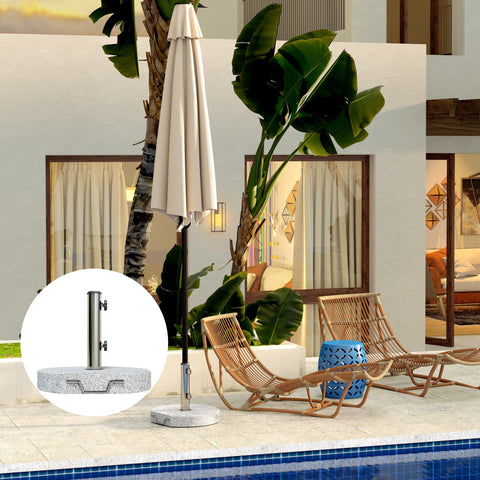 Rootz Granite Parasol Stand - Umbrella Holder - Weighted Base - Weatherproof - Ø44.5x37.5cm Granite