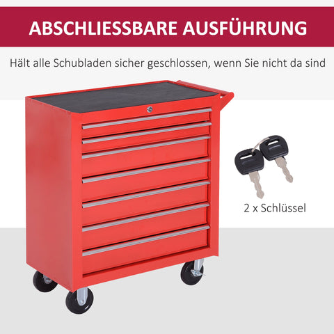 Rootz Tool Trolley - Workshop Cart - Tool Cabinet - Up to 150kg Load - Steel - 69cm x 33cm x 75cm