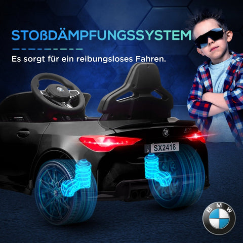 Rootz BMW M4 Kids Electric Car - Ride-On Toy - Battery-Powered Vehicle - Remote Control Operated - Glowing Lights - Sounds - Black - 108cm x 69.5cm x 51cm