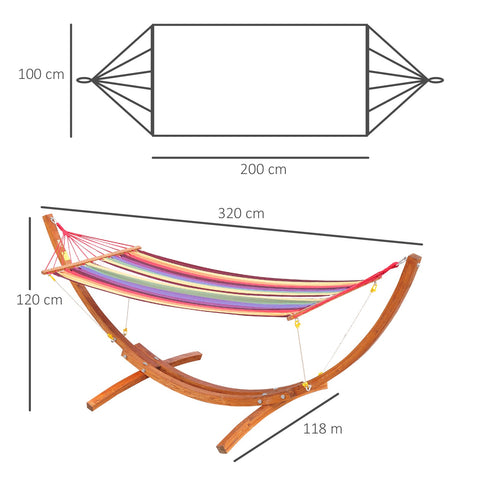 Rootz Garden Hammock with Wood Frame - Hammock with Stand - Outdoor Hammock - Elegant & Safe - 320x118x120cm