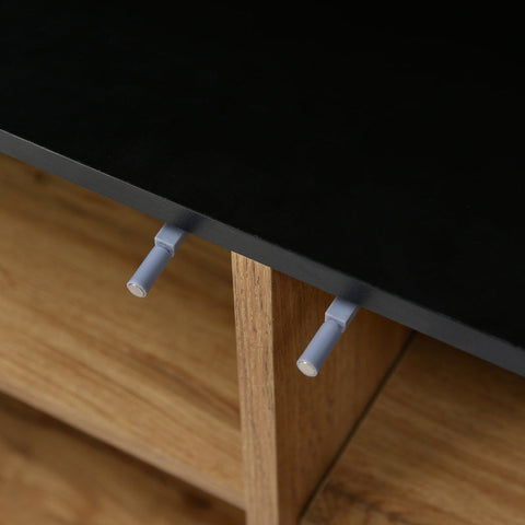 Rootz Modern Sideboard - Buffet Cabinet - Storage Console - Adjustable Shelves - 160L x 35W x 76H cm - Black Wood Finish - Easy Assembly