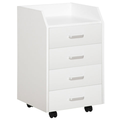 Rootz Rolling Office Container - Desk Storage - Mobile Cabinet - 4 Drawers - 40L x 36W x 65H cm - Modern Design - Easy Mobility