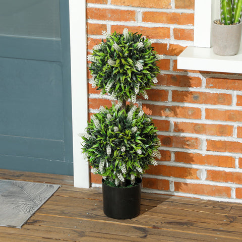 Rootz 2 Set Artificial Plants - Fake Lavender Trees - UV-Resistant Houseplant - Low Maintenance - 70cm x 15cm x 12.8cm