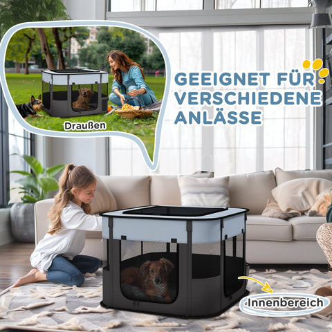 Rootz Foldable Pet Play Run - Pet Enclosure - Puppy Playpen - Ventilated & Stable - 74cm x 60cm x 45cm