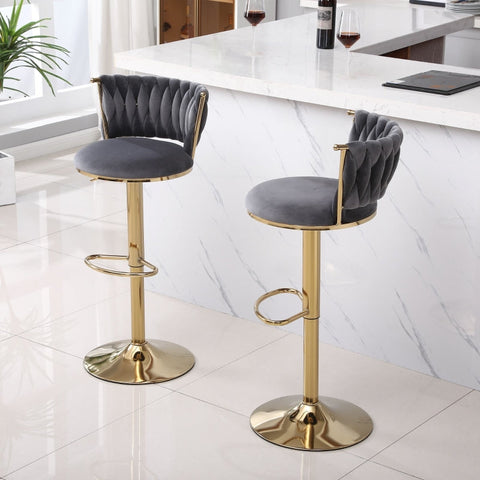 Rootz Bar Chair - Swivel Seat - Height Adjustable - Velvet Comfort - 46.9cm x 51.9cm x 102.9cm