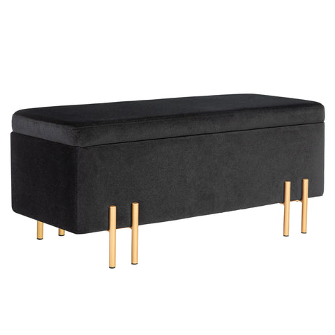 Rootz Upholstered Bench - Storage Bench - Bed Bench - Extra Storage - 100 x 40 x 42 cm - Black