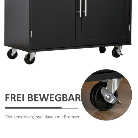 Rootz Keukentrolley - Oprolbare serveerwagen - Mobiel keukeneiland - In hoogte verstelbare planken - Voldoende opbergruimte - Gemakkelijke mobiliteit - 109 cm x 40 cm x 89 cm - Rubberhout en MDF