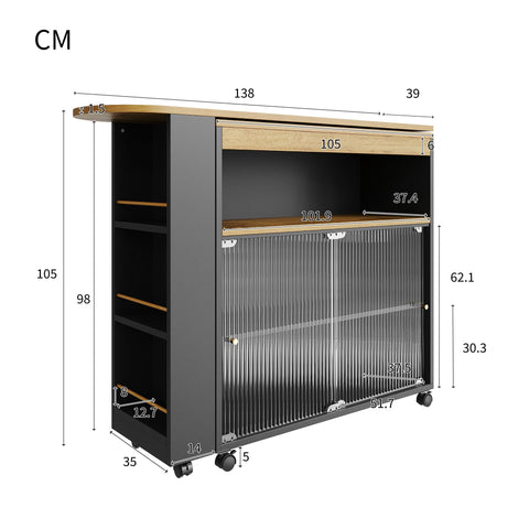 Rootz Extendable Bar Table - Movable Bar Table - Telescopic Bar Table - LED Lights - Modern Design - 138-204 x 39 x 105 cm