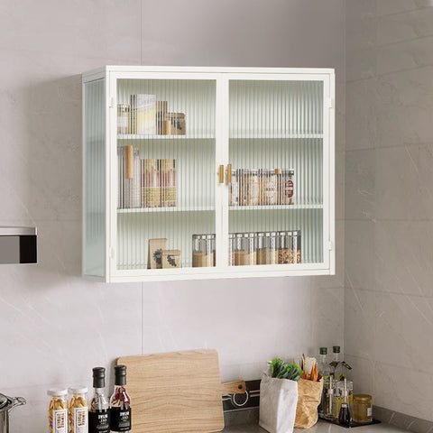 Rootz Modern Wall Cabinet - Glass Door Cabinet - Display Cabinet - Stylish Storage - 70cm x 23cm x 60cm