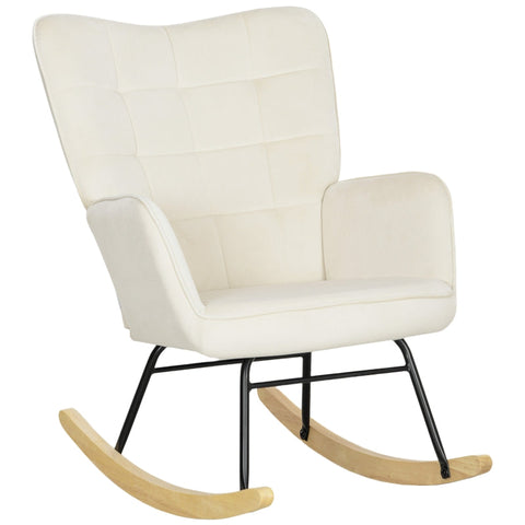 Rootz Rocking Chair - Nursing Chair - Relaxation Chair - Velvet Padding - 98cm x 71cm x 101cm