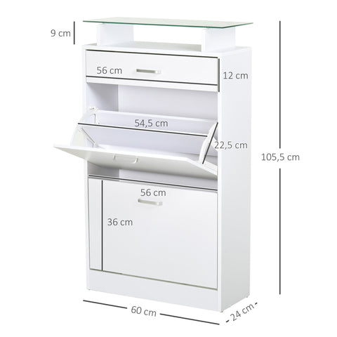 Rootz Shoe Cabinet - Storage Cabinet - Entryway Organizer - Ergonomic Design - 60W x 24D x 105.5H cm