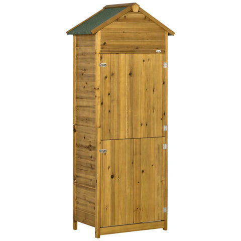 Rootz Tool Cabinet - Garden Shed - Garden Storage - 2 Shelves - 2 Doors - Weatherproof - Natural Wood - 79 x 49 x 190cm