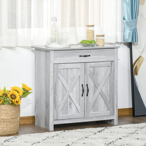 Rootz Buffet Cabinet - Country-Chic Storage - Light Wood Sideboard - Height-Adjustable Shelf - 80cm x 39.7cm x 80cm